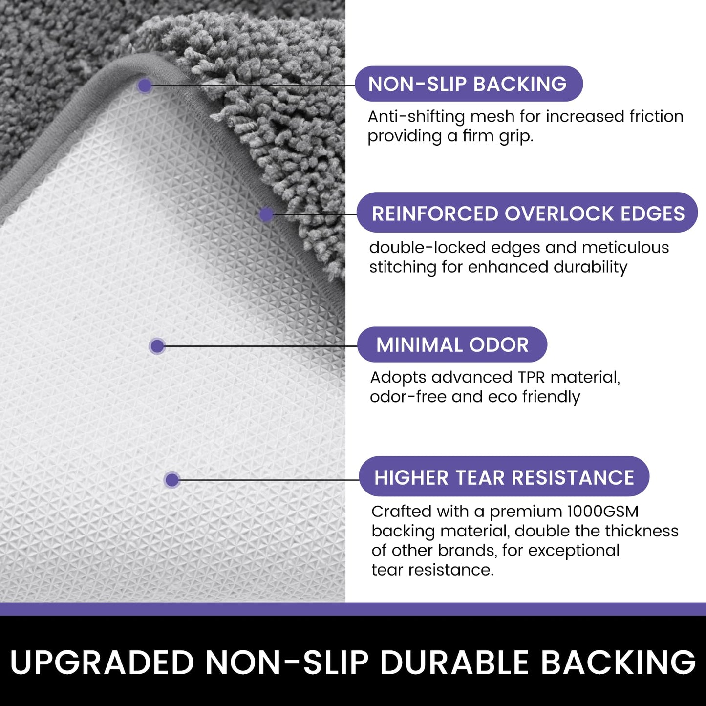 Oiilores Dirt Trapper Door Mat Indoor 50 x 80 cm, Non-Slip Washable Rug, Low-Profile Inside Doormats for Entryway, Super Absorbent Dog Mats for Muddy Paws, Grey