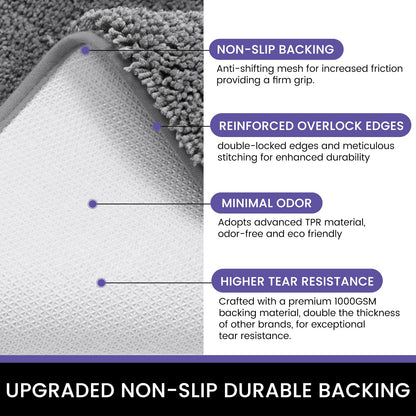 Oiilores Dirt Trapper Door Mat Indoor 50 x 80 cm, Non-Slip Washable Rug, Low-Profile Inside Doormats for Entryway, Super Absorbent Dog Mats for Muddy Paws, Grey