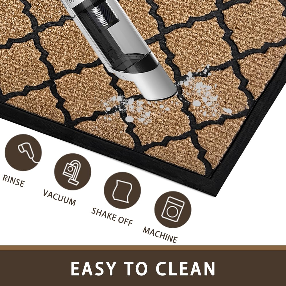 Qingbei Rina Outdoor Mats for Front Door,40x70cm Heavy Duty Front Door Mat Outside Non Slip Washable,Entrance Door Mats,Waterproof Rubber Back Door Mat