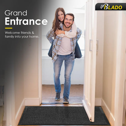 BLADO Door Mat Barrier Mat Non Slip Rubber Mats Washable Heavy Duty | Floor Mats Kitchen Rugs Dirt Trapper Doormat Entrance Rug Shoes Scraper Super Absorbent Carpet (40cm x 60cm, Anthracite)