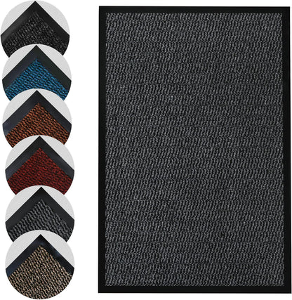 Homatz Door Mats Indoor & Outdoor Heavy Duty Floor Mat - Non Slip Rubber Back - Dirt Trapper Door Mat - Super Absorbent Front Door Mat, Washable Doormats Rug, Barrier Mat (Grey,40x60cm)