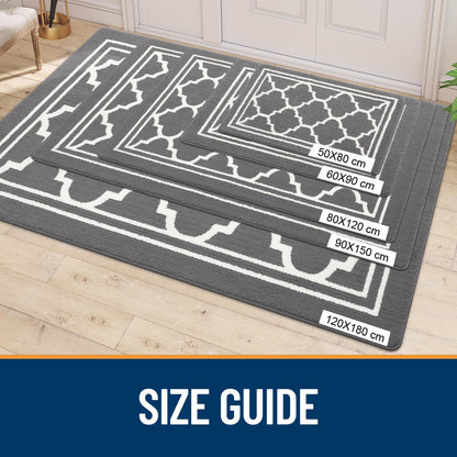 Homaxy Washable Door Mats Indoor, Dirt Trapper Mat Absorbent Non-Slip Low Profile Doormat for Entrance, Inside, Kitchen, Front Back Door, Pets and Dogs— 50 x 80 cm, Grey