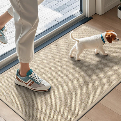 LEKEEPGO Door Mat 43 x 75 cm, Non Slip Door Mat Indoor Entrance, Rubber Backing Indoor Door mats Washable Absorbent Low-Profile Doormat Front Entryway Entry Resist Dirt Inside Door Mats, Khaki