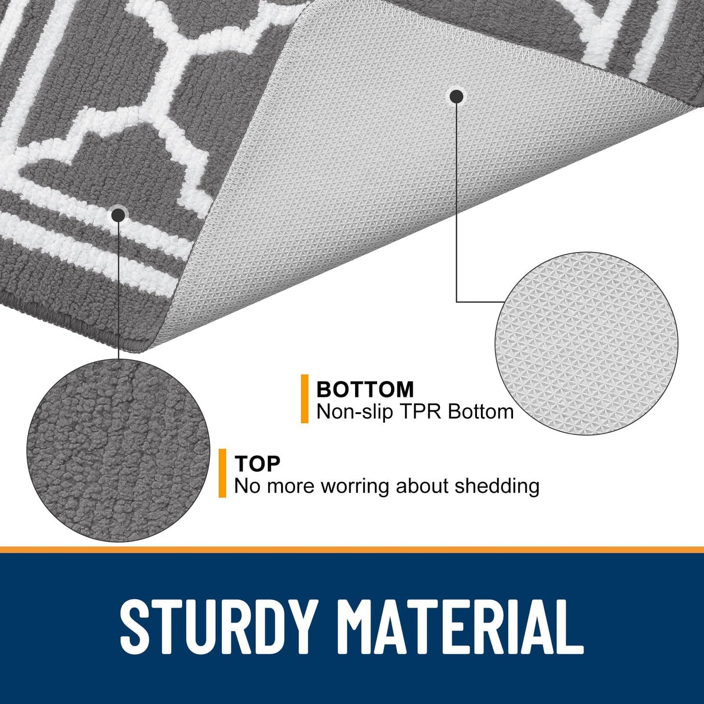 Homaxy Washable Door Mats Indoor, Dirt Trapper Mat Absorbent Non-Slip Low Profile Doormat for Entrance, Inside, Kitchen, Front Back Door, Pets and Dogs— 50 x 80 cm, Grey