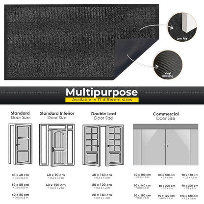 BLADO Door Mat Barrier Mat Non Slip Rubber Mats Washable Heavy Duty | Floor Mats Kitchen Rugs Dirt Trapper Doormat Entrance Rug Shoes Scraper Super Absorbent Carpet (40cm x 60cm, Anthracite)