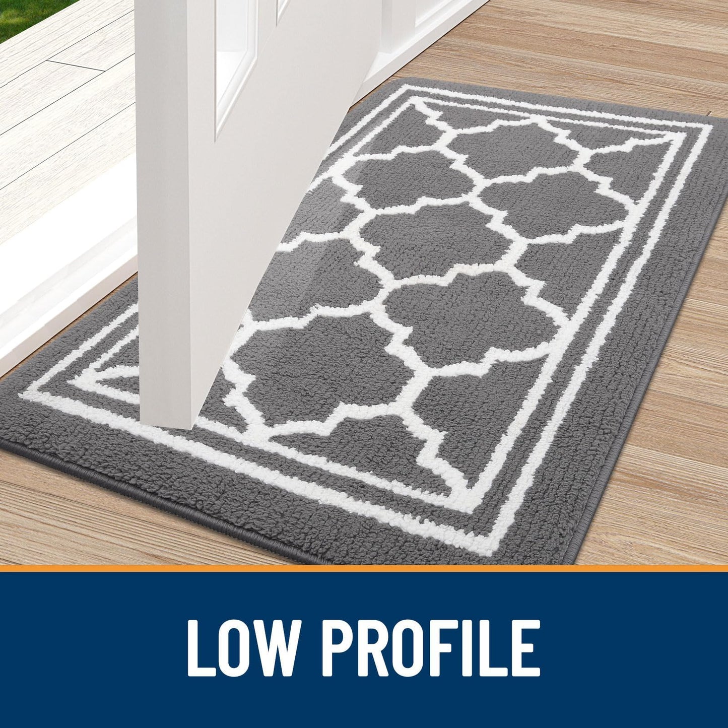 Homaxy Washable Door Mats Indoor, Dirt Trapper Mat Absorbent Non-Slip Low Profile Doormat for Entrance, Inside, Kitchen, Front Back Door, Pets and Dogs— 50 x 80 cm, Grey