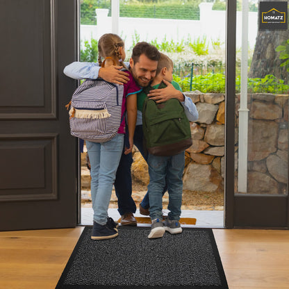 Homatz Door Mats Indoor & Outdoor Heavy Duty Floor Mat - Non Slip Rubber Back - Dirt Trapper Door Mat - Super Absorbent Front Door Mat, Washable Doormats Rug, Barrier Mat (Grey,40x60cm)