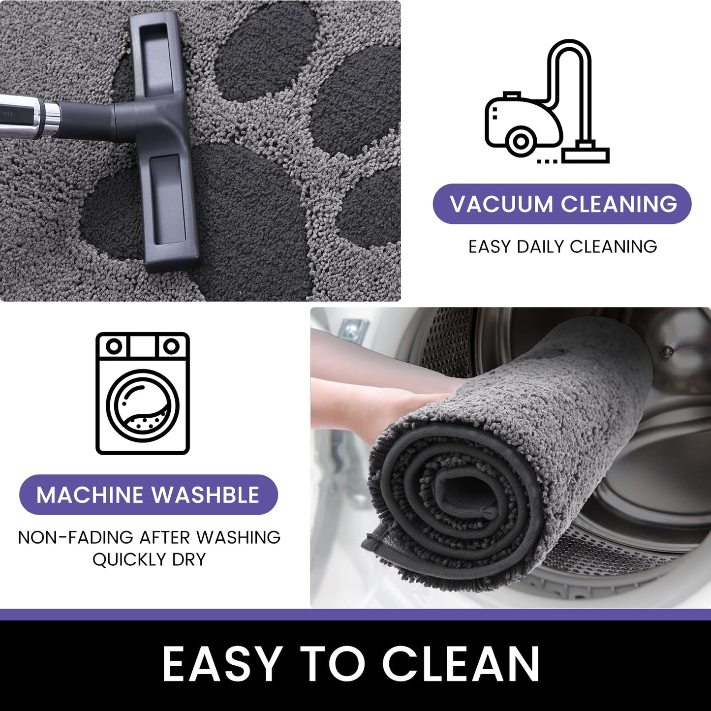 Oiilores Dirt Trapper Door Mat Indoor 50 x 80 cm, Non-Slip Washable Rug, Low-Profile Inside Doormats for Entryway, Super Absorbent Dog Mats for Muddy Paws, Grey