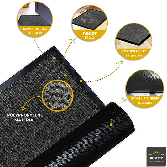 Homatz Door Mats Indoor & Outdoor Heavy Duty Floor Mat - Non Slip Rubber Back - Dirt Trapper Door Mat - Super Absorbent Front Door Mat, Washable Doormats Rug, Barrier Mat (Grey,40x60cm)
