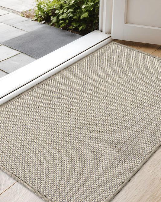 COLOR&GEOMETRY Small Thin Door Mats Indoor 43x75cm, Non Slip Front Door Mat Inside (Rolled-up NO Creases), Low Profile Inside Doormat, Easy to Clean Doormat, Floor Mat For Entryway, Patio, Khaki