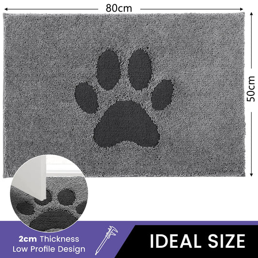 Oiilores Dirt Trapper Door Mat Indoor 50 x 80 cm, Non-Slip Washable Rug, Low-Profile Inside Doormats for Entryway, Super Absorbent Dog Mats for Muddy Paws, Grey