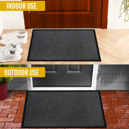 Homatz Door Mats Indoor & Outdoor Heavy Duty Floor Mat - Non Slip Rubber Back - Dirt Trapper Door Mat - Super Absorbent Front Door Mat, Washable Doormats Rug, Barrier Mat (Grey,40x60cm)